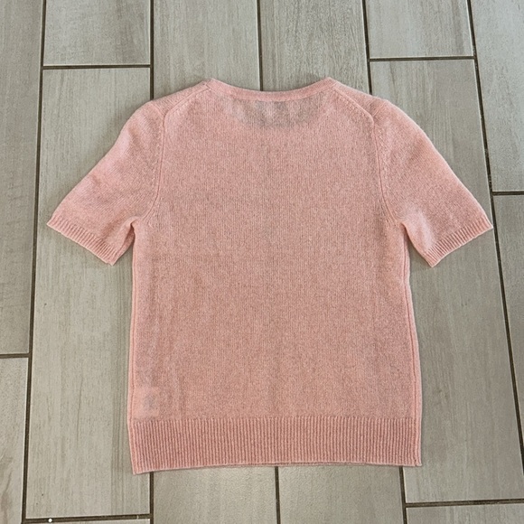 White + Warren Fitted Short Sleeve Sweater Tee in Baby Pink - Picture 4 of 6